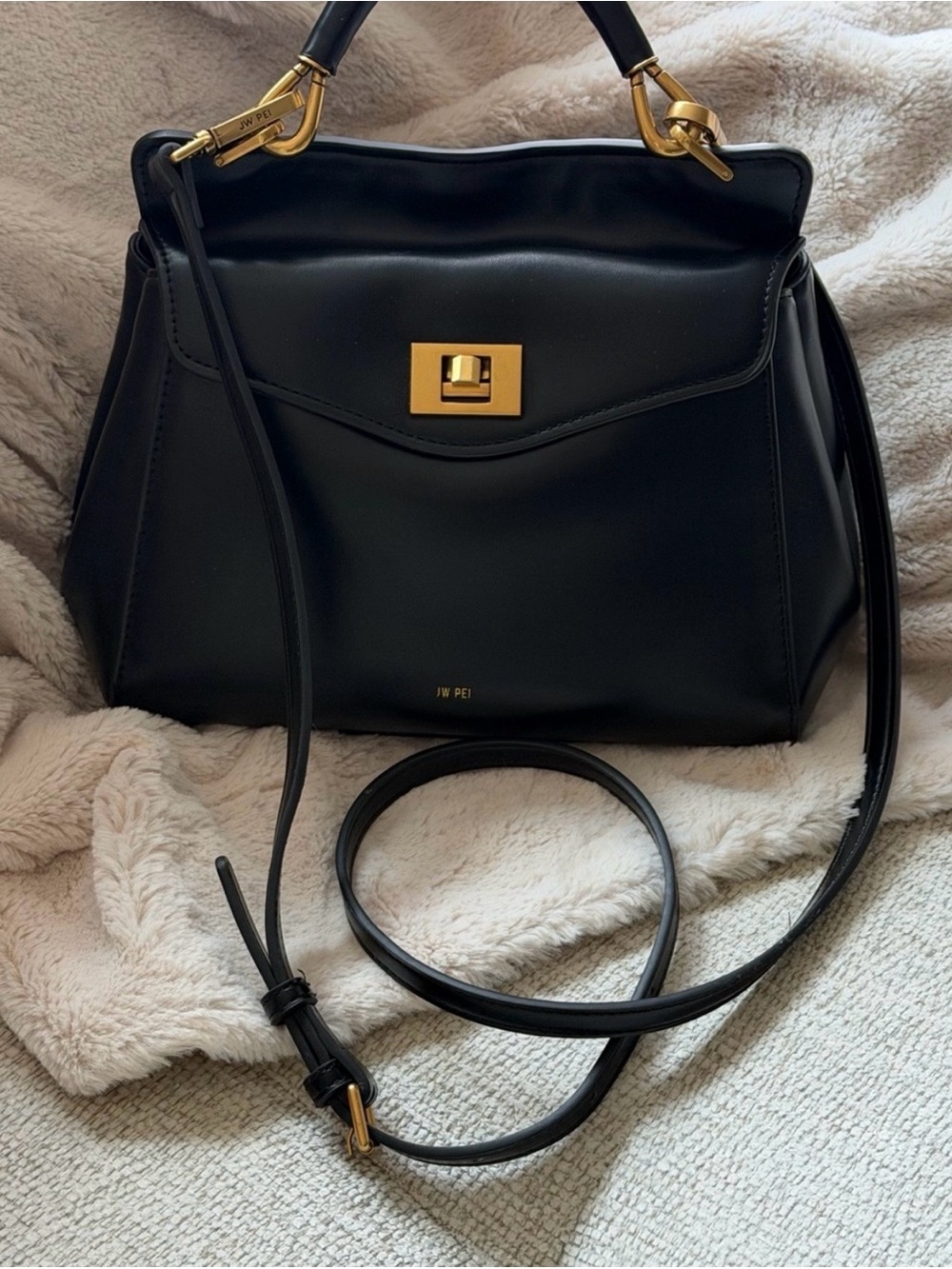 JW PEI Black Lucia with Gold Hardware